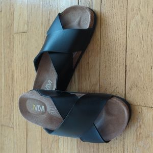 Women's Black & Cork Footbed Sandals